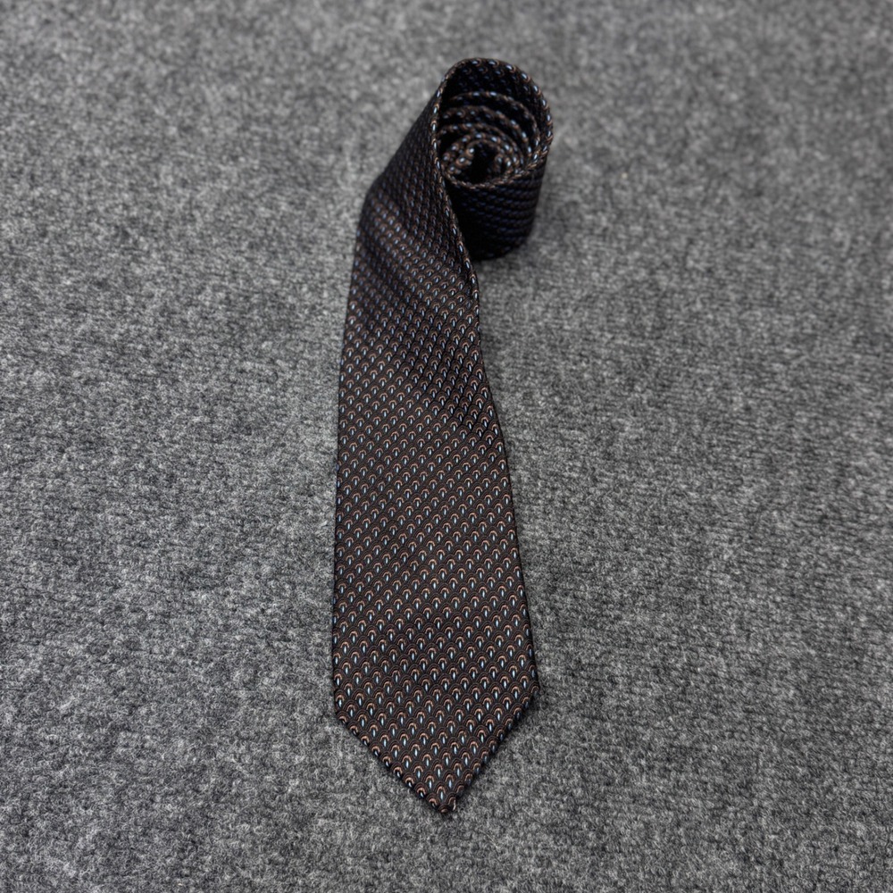 Jos. A. Bank Silk Necktie Mens OS Brown Blue Geometric Signature Collection Tie